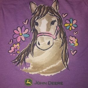 John Deere Shirts & Tops - (Girls) Purple Graphic Horse T-Shirt w/Flowers John Deere Shirts & Tops - (Girls) Purple Graphic Horse T-Shirt w/Flowers